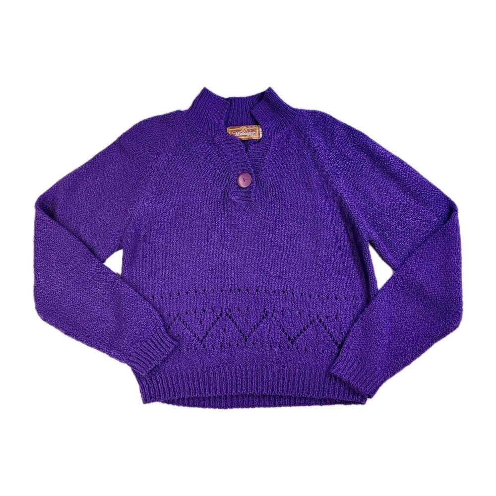 Worthington Sweater Women's M Purple Knit Mock Neck Soft Cozy 90s Grannycore Vtg